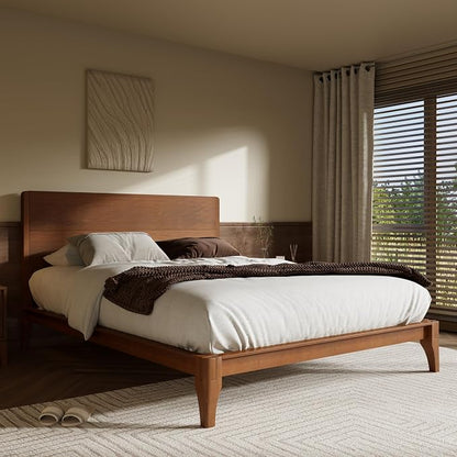 Merax King Size Bamboo Platform Bed, Mid-Century Modern Bed Frame - Image 3