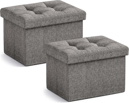 Ornavo Home Small Storage Ottoman, Foldable Collapsible Rectangle Linen Ottoman by OrnavoHome
