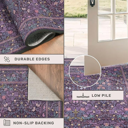 Washable Plum Purple Rug for Bedroom - Image 5