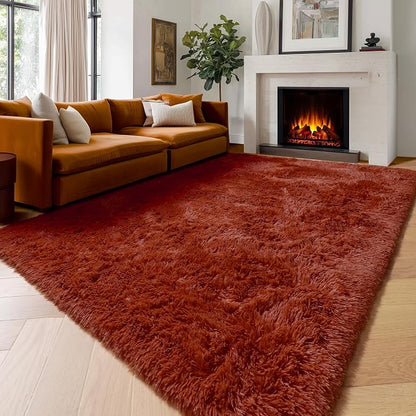 Amdrebio Terracotta Rust Shag Area Rug 5x8 - Image 5