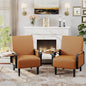 Andeworld Modern Brown Accent Chair Set of 2, PU Leather Upholstered Armchair by Andeworld