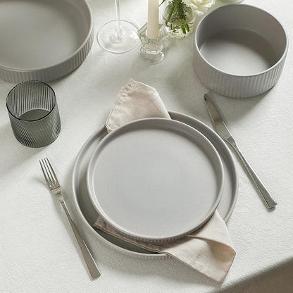 Stone Lain Haven Modern Stoneware 4 Piece Salad Plates Sets, Dish Set for 4, Reactive Glaze Grey