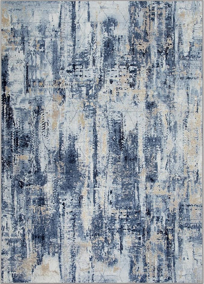 4x6 Area Rugs for Living Room: Washable Abstract Blue Gold Badroom Carpet | - Image 7