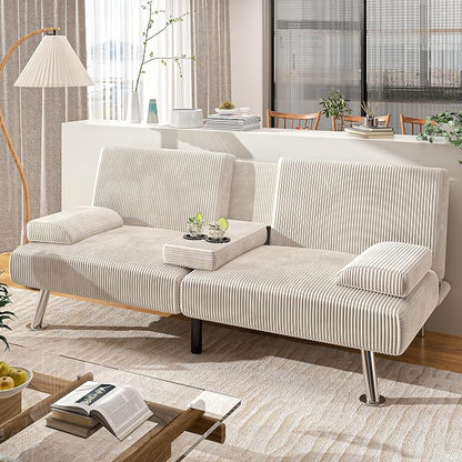 Shahoo Modern Upholstered Convertible Folding Futon Sofa Bed by BuynowfromShahoo