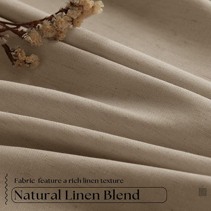 Light Brown Pinch Pleated Full Blackout Curtains Linen Blend 80 Inches Long | - Image 5