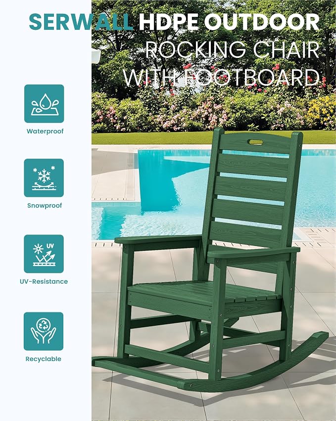 SERWALL Outdoor Rocking Chair Set of 2, Oversized Rocking Chair - Image 4