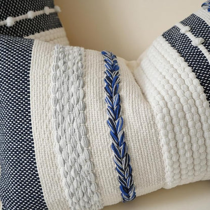 Decorative Lumbar Throw Pillow Cover 14x24 Boho Dark Blue Accent Cushion - Image 8