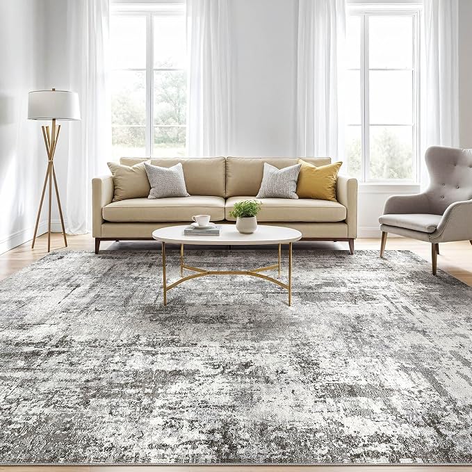 LOONGRUG 6x8 Area Rug Washable Neutral Modern Living Room Rugs Grey Black | - Image 5