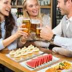 4-Pack 14" x 7" White Serving platter Set, Reusable Farmhouse Melamine Serving Platters for Cookie, Appetizer, Charcuterie, Snack, Party Food Display - Stackable Kitchen CounterTop Tray.