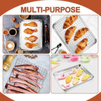 E-far Stainless Steel Baking Sheet with Wire Rack Set, 10.5” x 8.3” Cookie Sheet Baking Pan for Toaster Oven, Small Metal Tray with Cooling Rack for Cooking Roasting, Non-Toxic & Dishwasher Safe