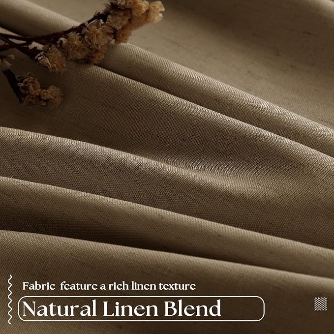 Dutch Cocoa Pinch Pleated Full Blackout Curtains Linen Blend 80 Inches Long | - Image 5