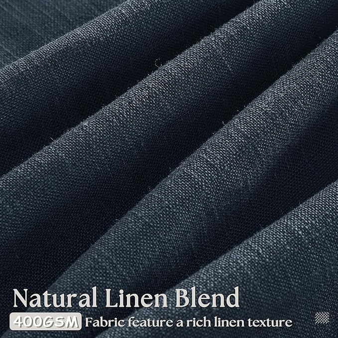 Navy Indigo Linen Pinch Pleated Curtains 102 Inches Long 2 Panels | Pinch - Image 3