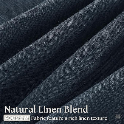 Navy Indigo Linen Pinch Pleated Curtains 102 Inches Long 2 Panels | Pinch - Image 3
