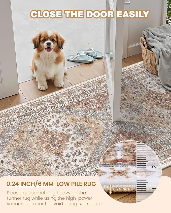 Runner Rug 2x10, Vintage Washable Rugs - Image 6