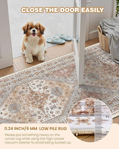 3x5 Washable Area Rug for Entryway Non Slip Kitchen Rugs, Floral Soft Living - Image 6