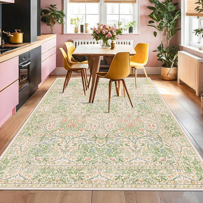 Light Beige Green Living Room Rug, 6x8 Washable Area Rug - Image 3
