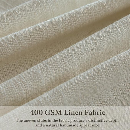 Thick Linen 86 Inches Long Semi Sheer Beige Pinch Pleated Curtains 2 Panels | - Image 3