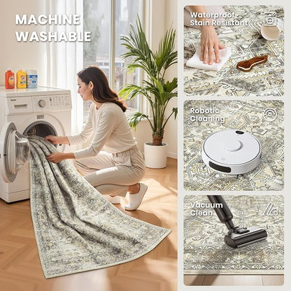 6x9 Area Rugs for Living Room, Large Washable Rug, Dining Room, Low Pile - Image 5