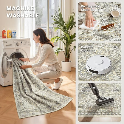 5x7 Area Rugs for Living Room, Large Washable Rug, Dining Room, Low Pile - Image 5