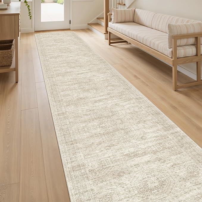 Soalmost Runner Rug 2x12 Washable Non-Slip Hallway Kitchen Runners Beige | - Image 3