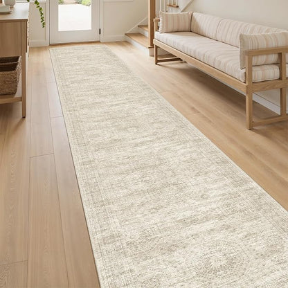 Soalmost Runner Rug 2x12 Washable Non-Slip Hallway Kitchen Runners Beige | - Image 3