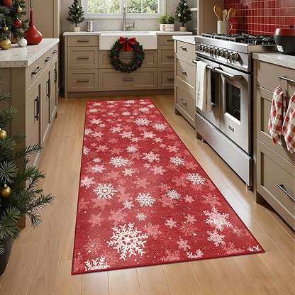 2x5 Christmas Runner Rug for Kitchen, Snowflake Rugs for Bathroom, Washable - Image 4