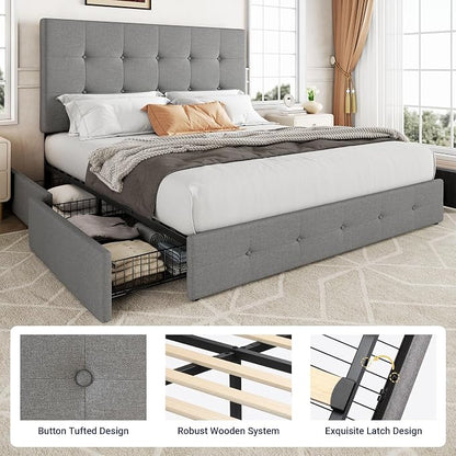 Allewie Upholstered Full Size Platform Bed Frame - Image 6