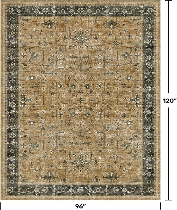 Taupe and Sage 8x10 Living Room Rug, Oriental Large Area Rug - Image 2