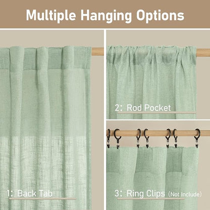 36 Inch Length Linen Semi Sheer Curtains - Image 3