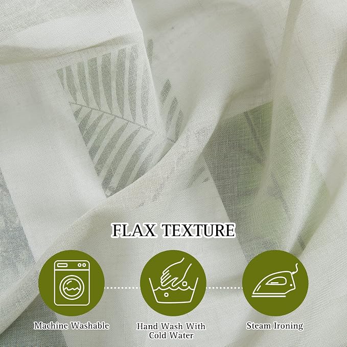 NICETOWN Linen Sheer Sage Green Curtains - Image 4