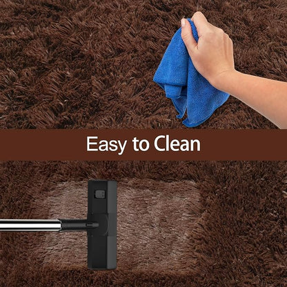 2x8 Bedside Area Rugs for Bedroom Soft Fluffy Shag Brown Rug for Hallway - Image 7