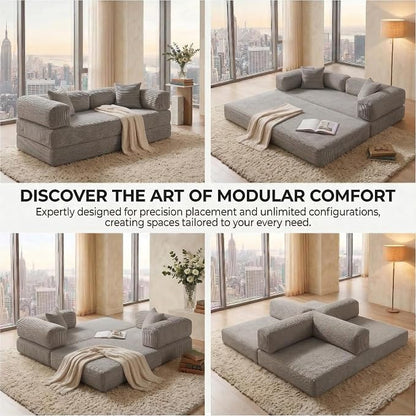 78" 4-in-1 Convertible Sofa Bed, Boneless Corduroy Sleeper Couch - Image 3