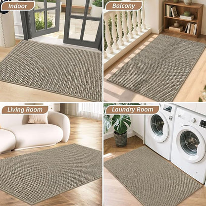 BEQHAUSE Dirt Trapper Door Mat 17" x 30", Non-Slip Doormats, Light Beige | - Image 8
