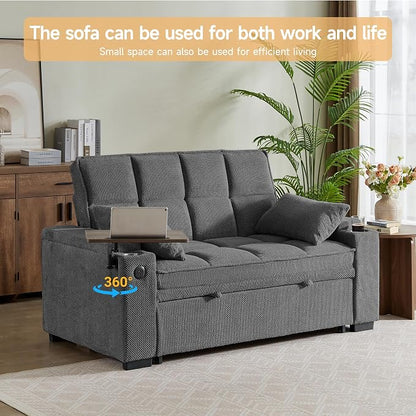 Auvsoce 65'' Chaise Lounge Chair Indoor, 3-in-1 Convertible Sofa Bed - Image 5