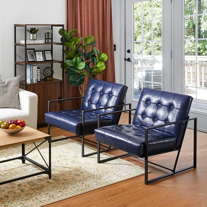 Glitzhome Mid Century Modern Accent Chairs Set of 2, Modern Living Room Chairs - Image 3