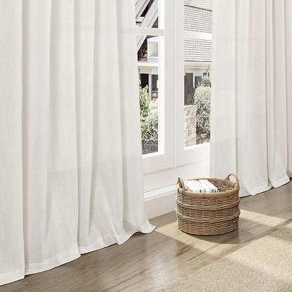 Cream Linen Back Tab Curtains 85 Inch Length - Image 6