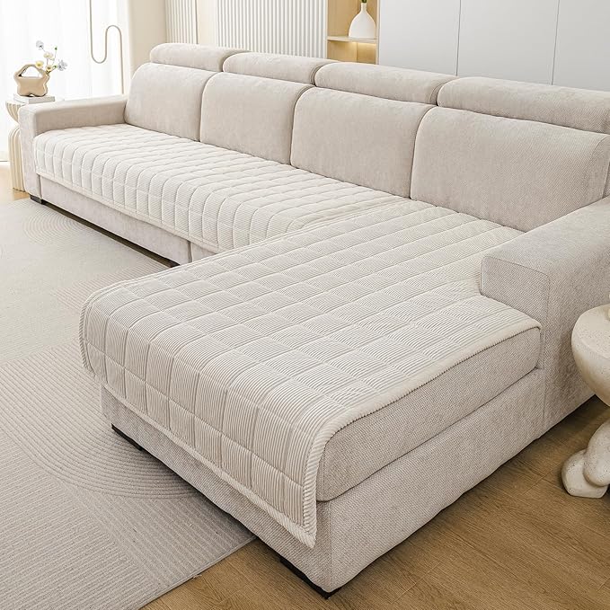 Velvet Couch Covers for Sectional Sofa Washable, Non-Slip L Shaped Sectional - Image 3