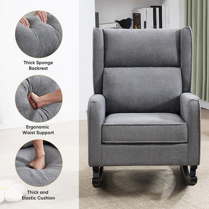HCHAIRH Nursery Rocking Chairs, Modern Wingback Accent Chairs - Image 6