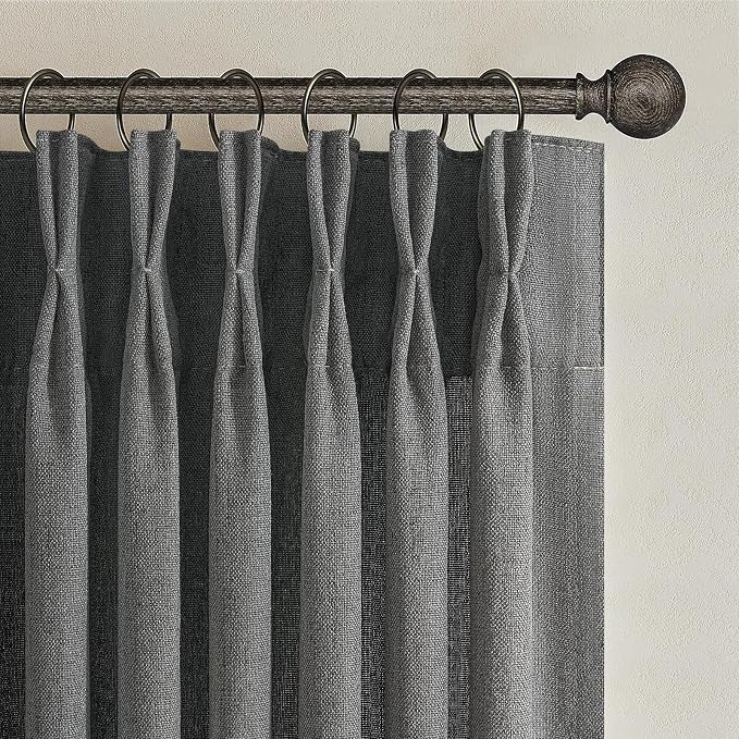 Dark Grey Memory Shaped Pinch Pleated Living Room Curtains 84 Inches Long 2 - Image 2