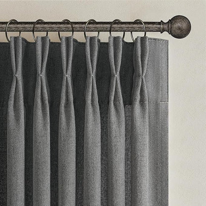 Dark Grey Pleat Semi Sheer Curtains 96 Inches Long by PleatedDrapes