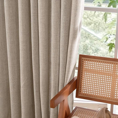 YoungsTex Oatmeal Linen Semi Sheer Curtains 42X63 Inch Long - Image 7