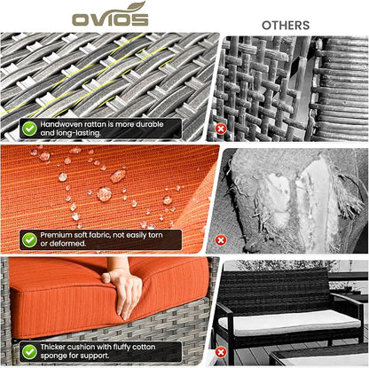 ovios 3-Piece Patio Furniture Set, Outdoor Wicker Sofa - Image 7