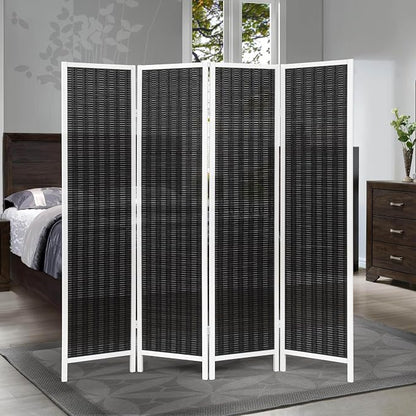 Roundhill Furniture Inkwell 4-Panel Bamboo Room Divider, Folding Portable - Image 2