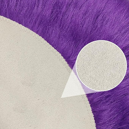 Faux Sheepskin Round Fluffy Rug Small 2ft Furry Purple Fur Circle Rugs - Image 7