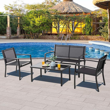 Vongrasig 4 Pieces Patio Furniture Sets, Outdoor Patio Conversation Sets - Image 2