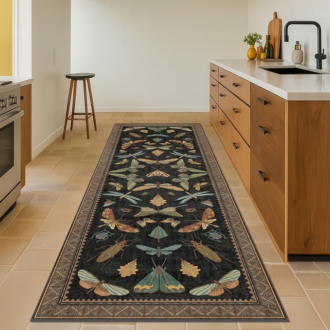 Black Insect 2'6"x12' Washable Extra Long Runner Rugs - Image 6