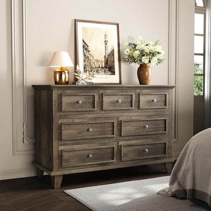 IDEALHOUSE 7 Drawer Dresser, Large Wooden Storage Chest of Drawers - Image 4