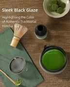 ZENS Matcha Whisk Set, 15oz Matcha Set with Bowl and Bamboo Whisk, Sifter, Scoop, (Chasen Holder) -Tea Towel, 6pcs Matcha Kit Chawan for Matcha-Making, Sage Green