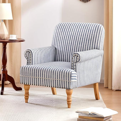 HUIMO Linen Fabric Accent Chair, Mid-Century Modern Armchair - Image 6