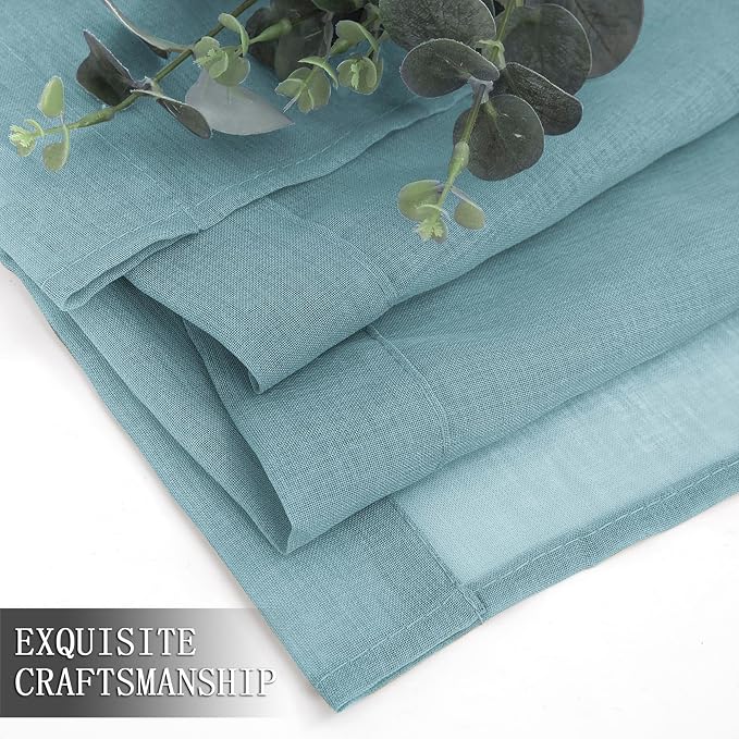 Tollpiz Sheer Tier Curtain Linen Textured Half Kitchen Curtains Sheer Light - Image 5